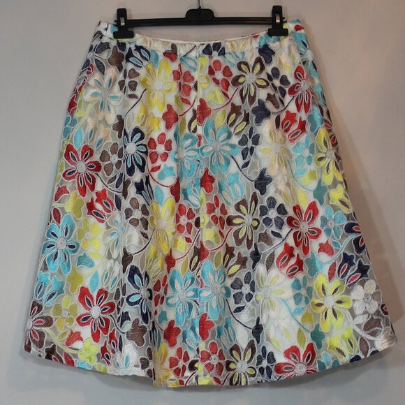 Eva Franco by Anthropologie Floral Embroidered  Midi Skirt   1X/ 16-  18W - Picture 3 of 6